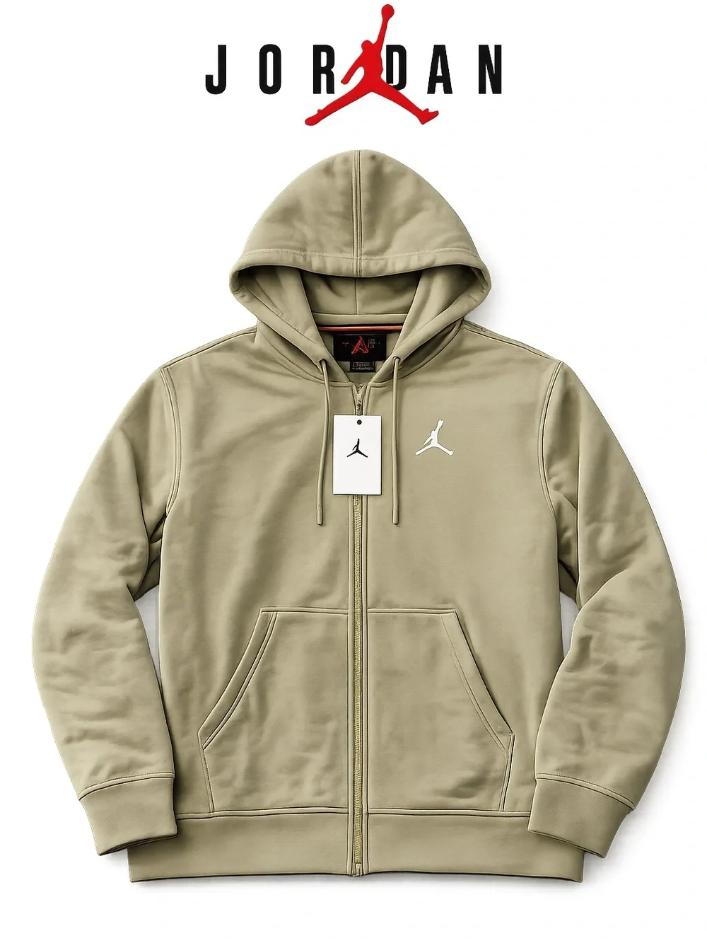 NWT-  Jordan Olive Green Full-Zip Hoodie Jacket - Size Large